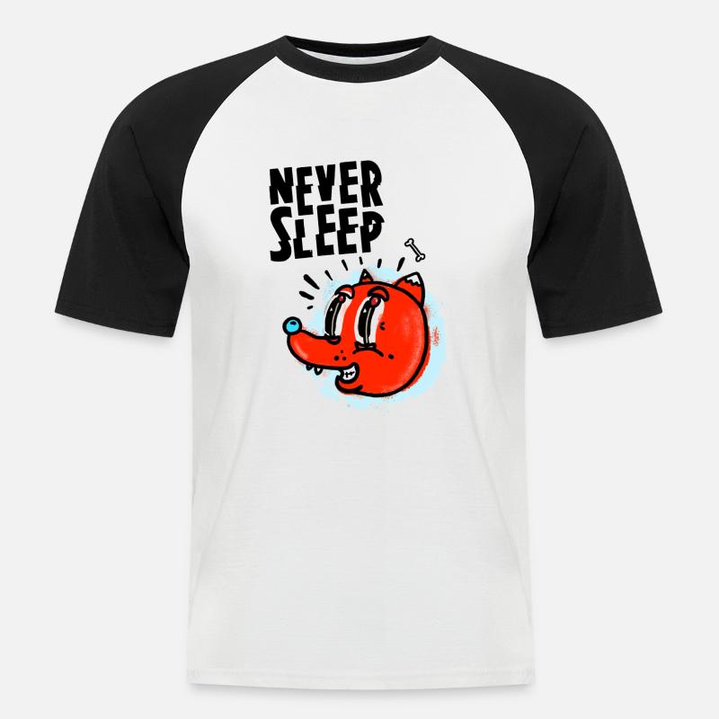 Never Sleep - Männer Baseball-T-Shirt - Weiß/Schwarz