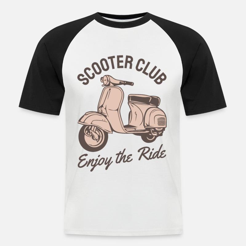 Motorroller Roller Rollerfahrer Geschenk - Männer Baseball-T-Shirt - Weiß/Schwarz