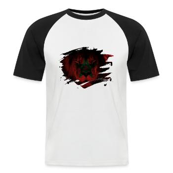 Morocco Lion Flag Paint Splatter - Men's Baseball T-Shirt - white/black - Front - Nik (191cm)