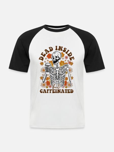 Vintage Floral Skeleton - Caffeinated - Men's Baseball T-Shirt - white/black