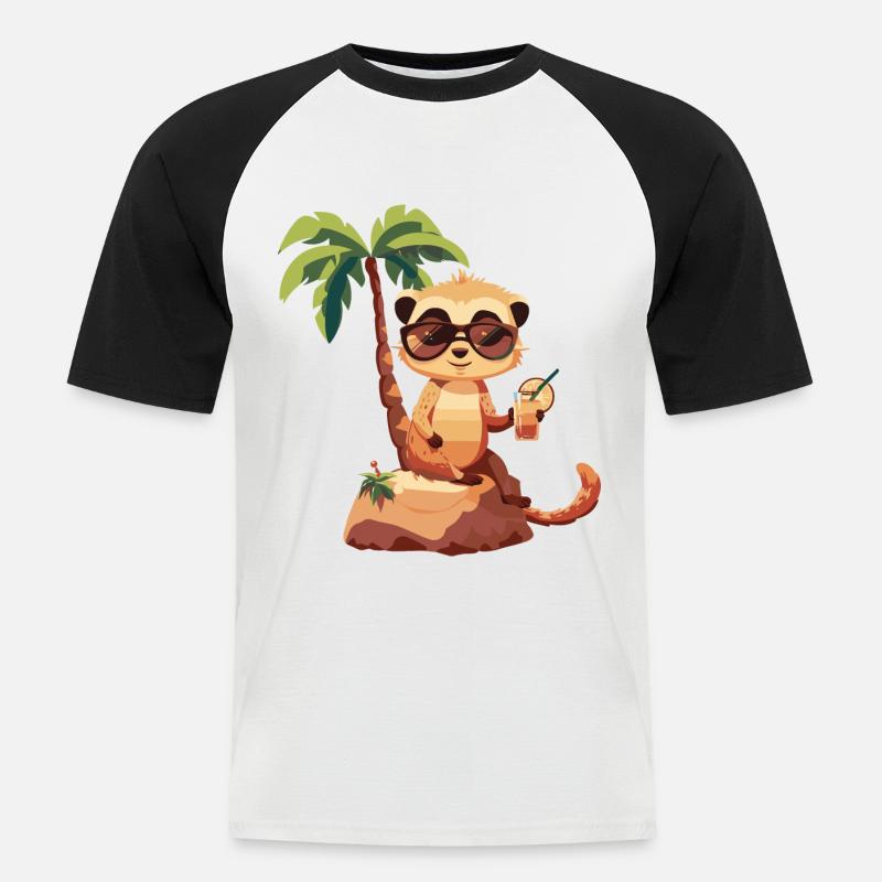 Erdmännchen Sommer Strand Comic - Männer Baseball-T-Shirt - Weiß/Schwarz