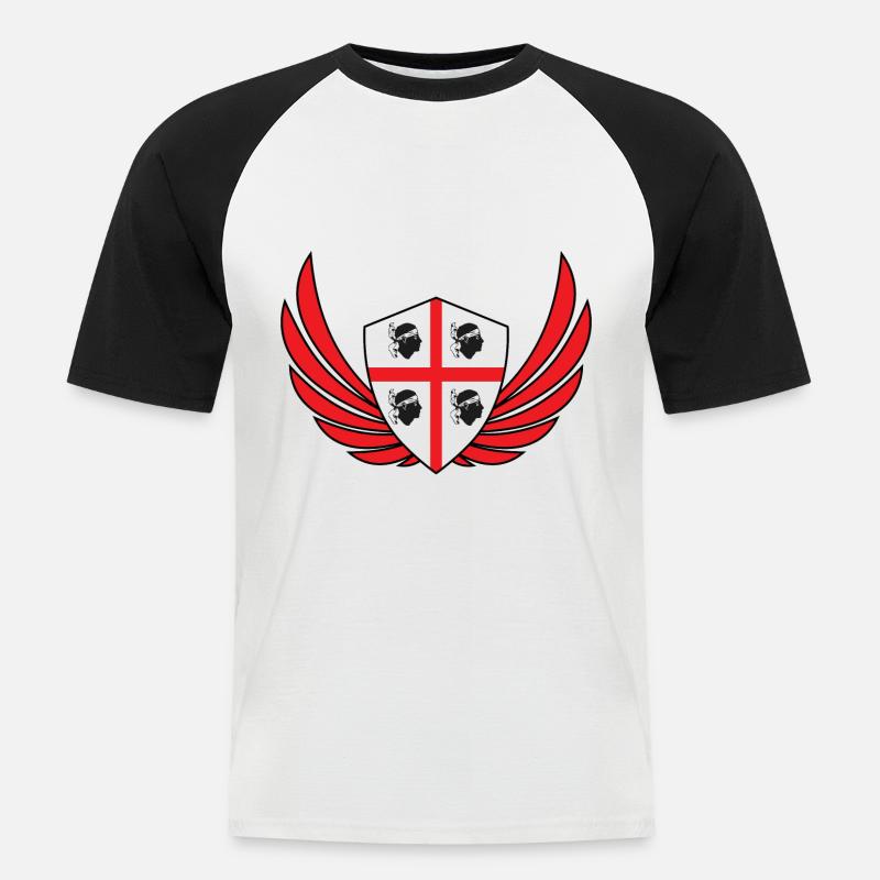 Ailes de drapeau de la Sardaigne cadeau Italie sarde - T-shirt baseball manches courtes Homme - blanc/noir