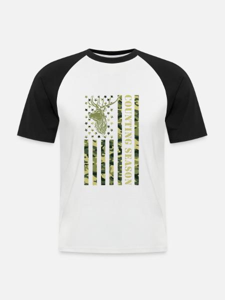 Zählsaison Für Hirschjäger - Männer Baseball-T-Shirt - Weiß/Schwarz