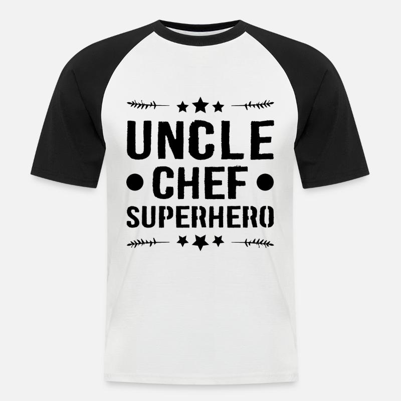 Onkel Chef Superheld - Männer Baseball-T-Shirt - Weiß/Schwarz