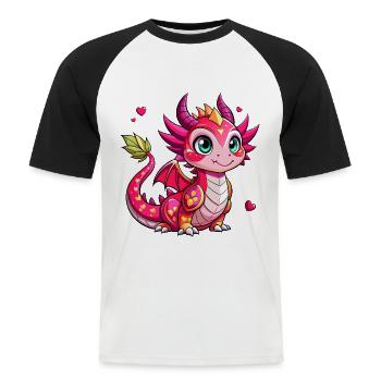 Colorful Dragon - Men's Baseball T-Shirt - white/black - Front - Nik (191cm)