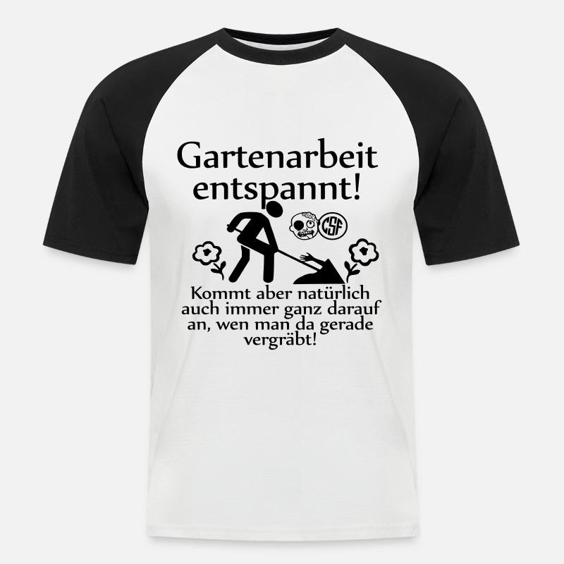 Gartenarbeit entspannt ... - Männer Baseball-T-Shirt - Weiß/Schwarz