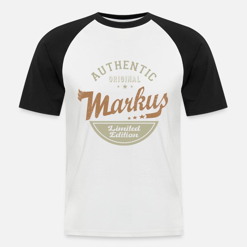 Markus gift Tshirt personalized name markus - Men's Baseball T-Shirt - white/black