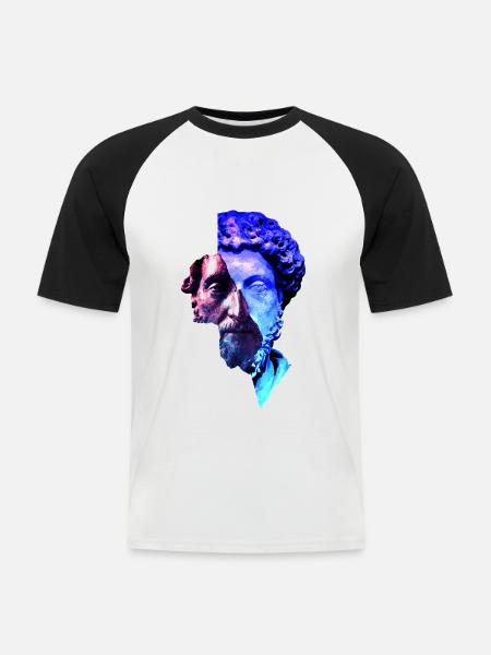 Stoicyzm Marcus Aurelius Purple Uniwersum Artwork - Koszulka bejsbolowa męska - biały/czarny