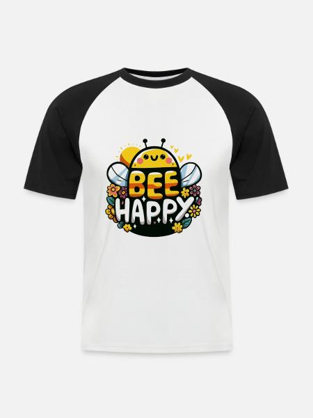 Bee Happy Biene - Men's Baseball T-Shirt - white/black