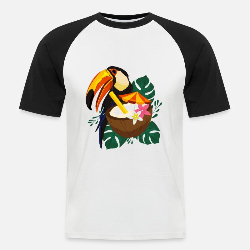 Toucan Summer - Poster - Männer Baseball-T-Shirt - Weiß/Schwarz