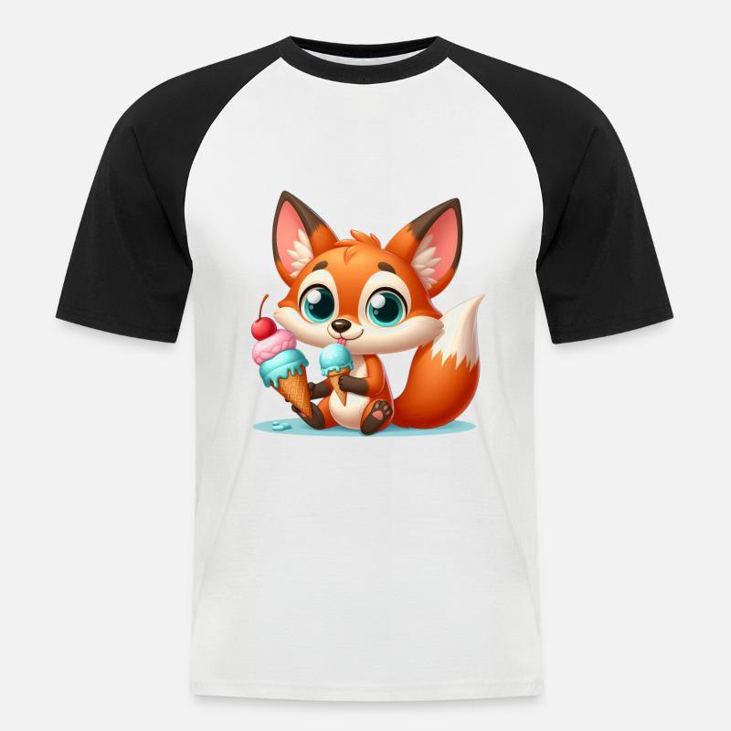 FOX 8 - Männer Baseball-T-Shirt - Weiß/Schwarz