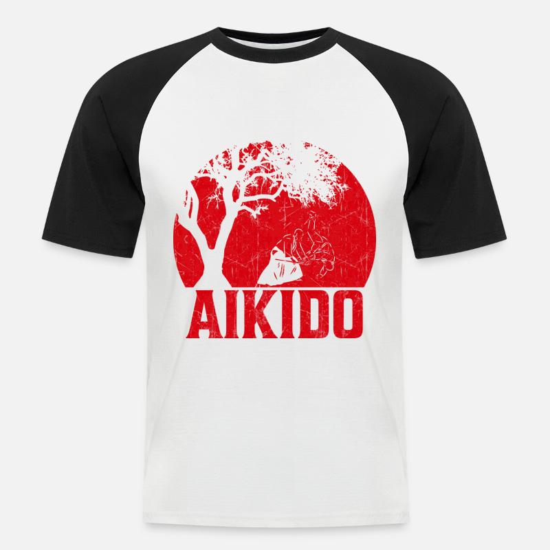 Aikido - Kortærmet herre-baseballshirt - hvid/sort