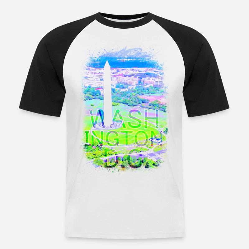 Monument - Männer Baseball-T-Shirt - Weiß/Schwarz