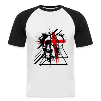 Pit Bull Skull Tattoo Style - Men's Baseball T-Shirt - white/black - Front - Nik (191cm)
