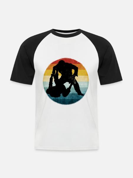 Retro Brazilian Jiu-Jitsu - Männer Baseball-T-Shirt - Weiß/Schwarz