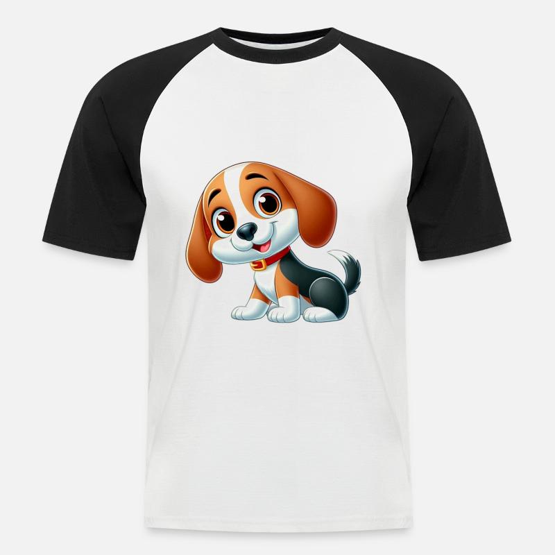 Beagle 7 - Männer Baseball-T-Shirt - Weiß/Schwarz