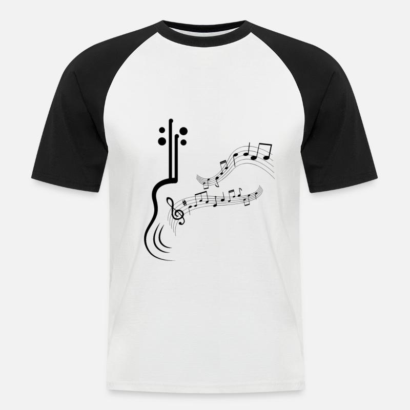 Musiknoter Musikmusikere Noder noder clef noder - Kortærmet herre-baseballshirt - hvid/sort