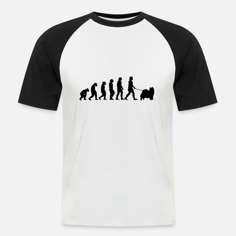 Eurasier Evolution Spitz Hund Geschenk - Männer Baseball-T-Shirt - Weiß/Schwarz