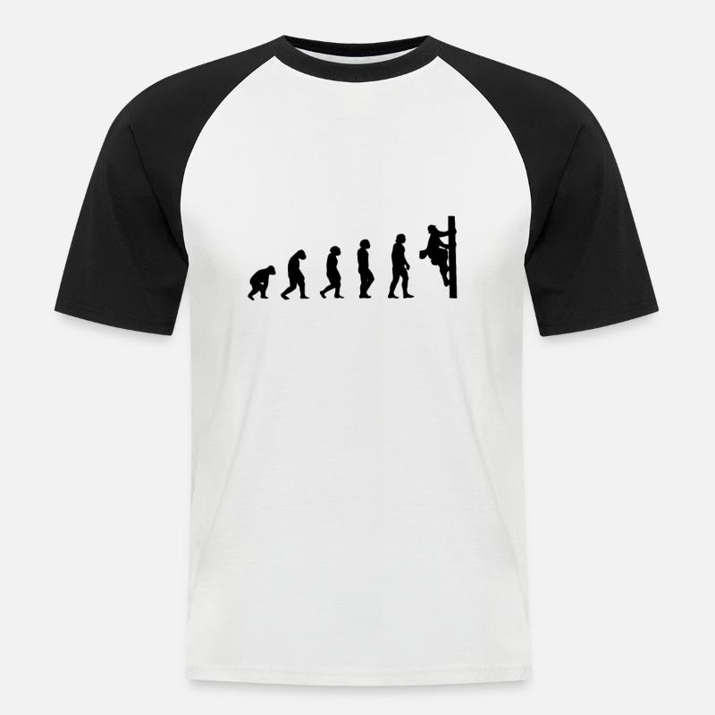 Netzelektriker Evolution Geschenk Elektriker - Männer Baseball-T-Shirt - Weiß/Schwarz