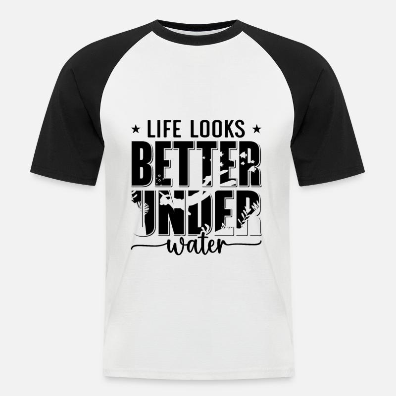 Freitaucher Tauchen Apnoe Freitauchen Geschenkidee - Männer Baseball-T-Shirt - Weiß/Schwarz
