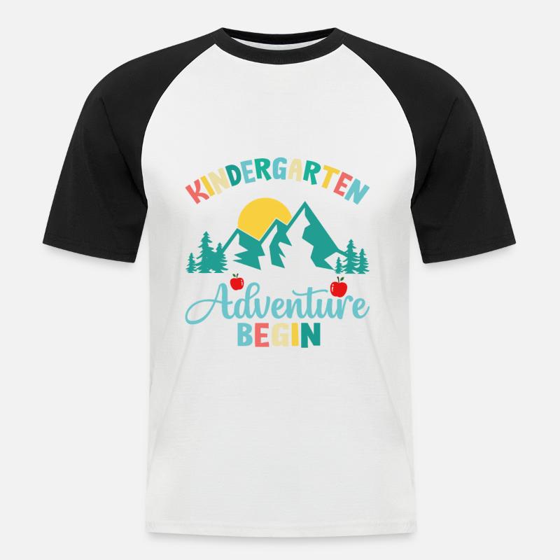 Kindergarten Das Abenteuer beginnt - Männer Baseball-T-Shirt - Weiß/Schwarz