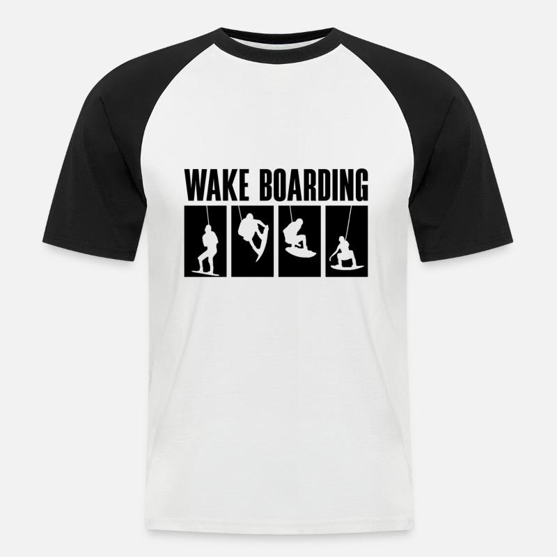Wakeboard Wakeboarder Wakeboarden Geschenkidee - Männer Baseball-T-Shirt - Weiß/Schwarz