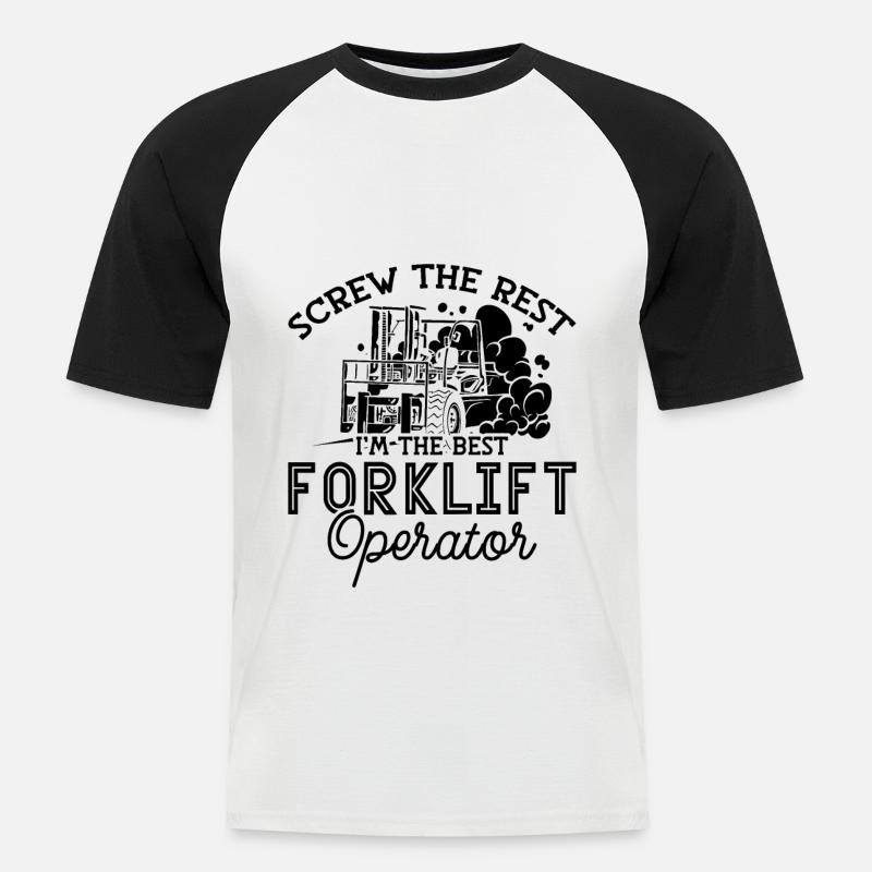 Staplerfahrer Stapler Gabelstapler Geschenkidee - Männer Baseball-T-Shirt - Weiß/Schwarz