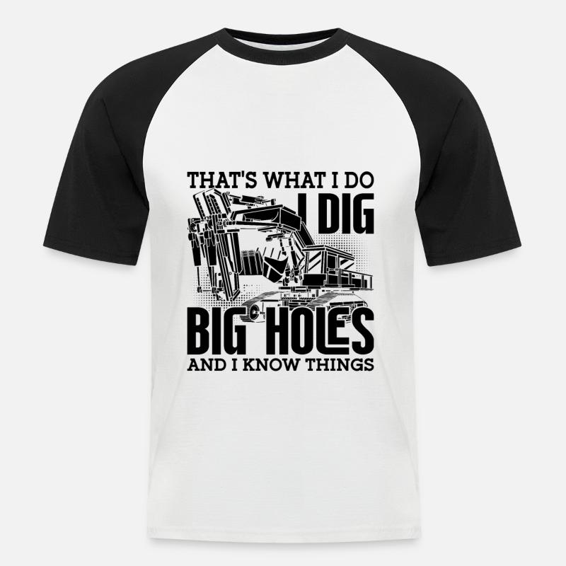 Bagger Bauarbeiter Baggerfahrer Geschenkidee - Männer Baseball-T-Shirt - Weiß/Schwarz