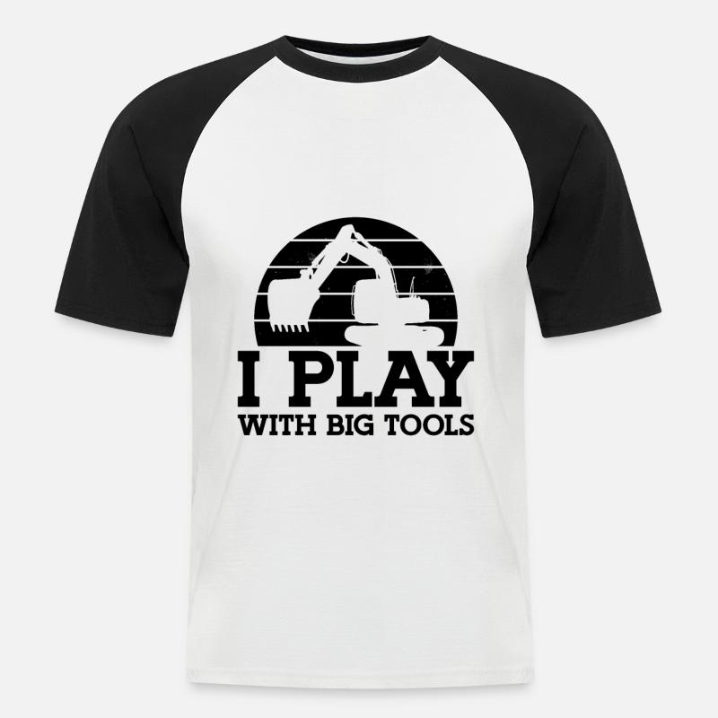 Bauarbeiter Baggern Baggerfahrer Geschenkidee - Männer Baseball-T-Shirt - Weiß/Schwarz
