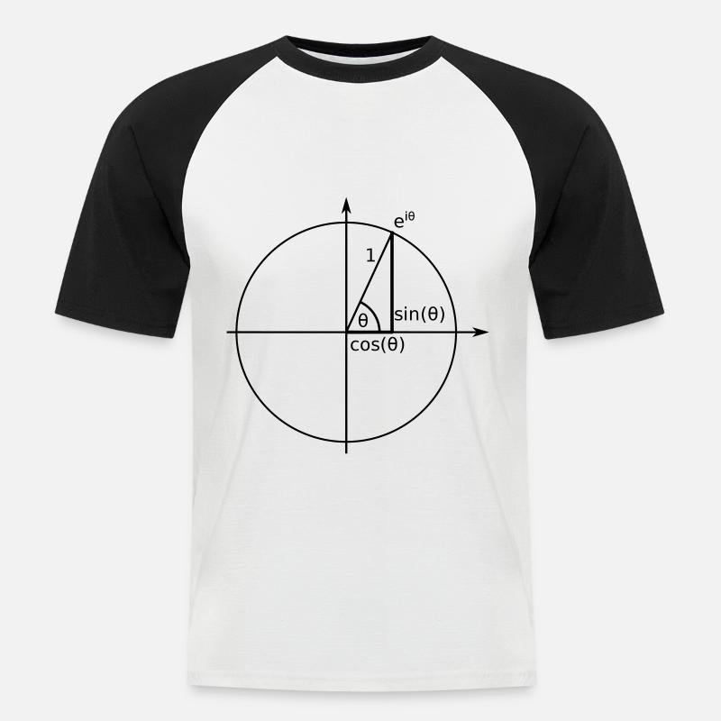 Einheitskreis Euler - Männer Baseball-T-Shirt - Weiß/Schwarz