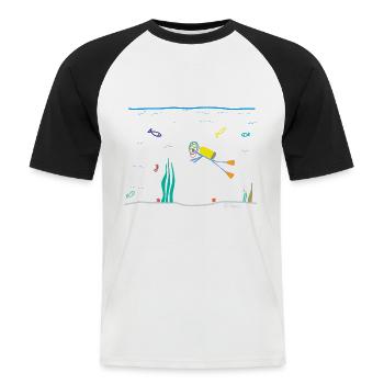 Taucher Strichmännchen, Gerätetauchen Sauerstoff - Männer Baseball-T-Shirt - Weiß/Schwarz - Vorne - Nik (191cm)