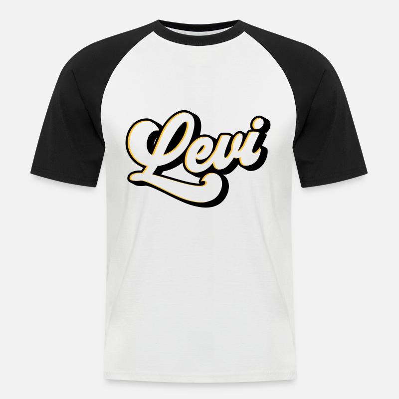 Levi | Farben änderbar - Männer Baseball-T-Shirt - Weiß/Schwarz