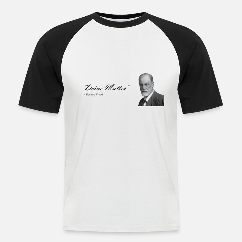 "Deine Mutter" Sigmund freund - Männer Baseball-T-Shirt - Weiß/Schwarz