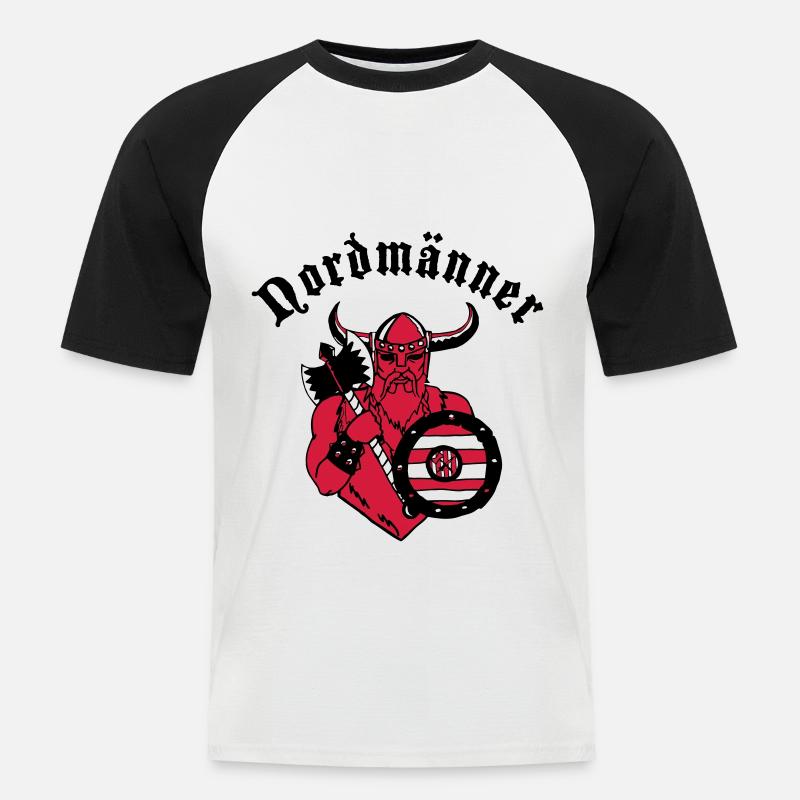Wikinger,coole , lustige - Männer Baseball-T-Shirt - Weiß/Schwarz