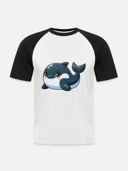 killer whale - Men's Baseball T-Shirt - white/black