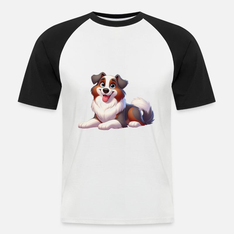 Australischer Schäferhund 2 - Männer Baseball-T-Shirt - Weiß/Schwarz