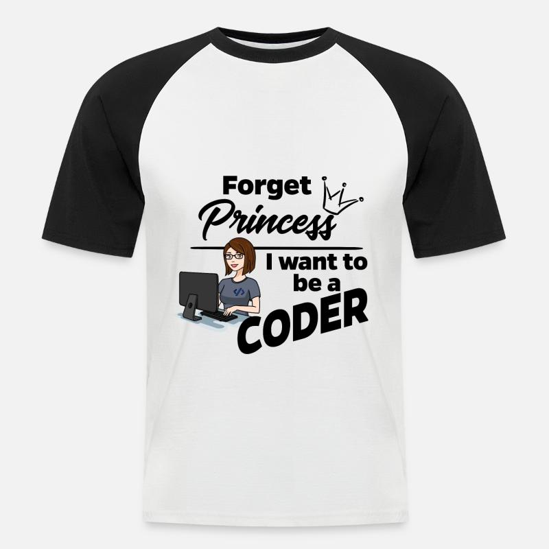 Programmiererin statt Prinzessin - Männer Baseball-T-Shirt - Weiß/Schwarz