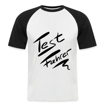 Test Fahrer - Männer Baseball-T-Shirt - Weiß/Schwarz - Vorne - Nik (191cm)