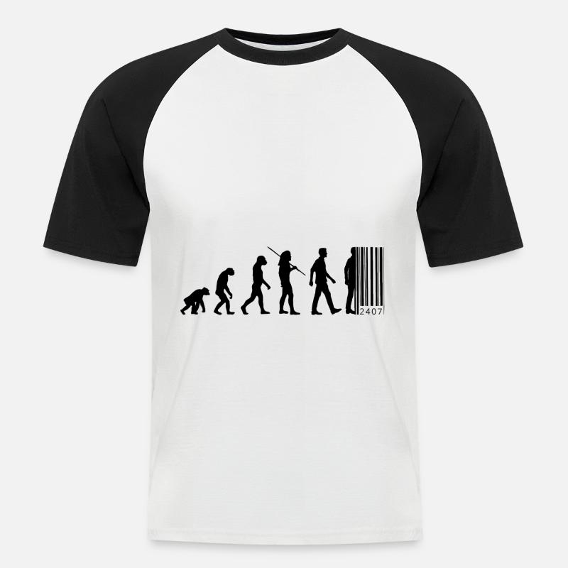 Evolution - code à barres - T-shirt baseball manches courtes Homme - blanc/noir