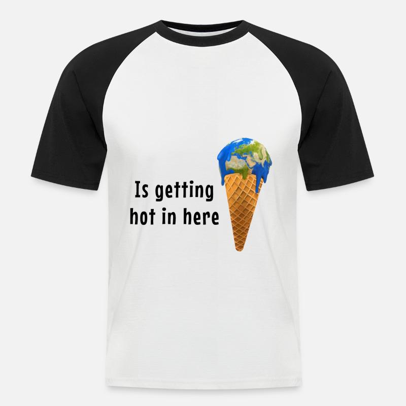 Global Warming Earth Ice cream keep it cool - Men's Baseball T-Shirt - white/black
