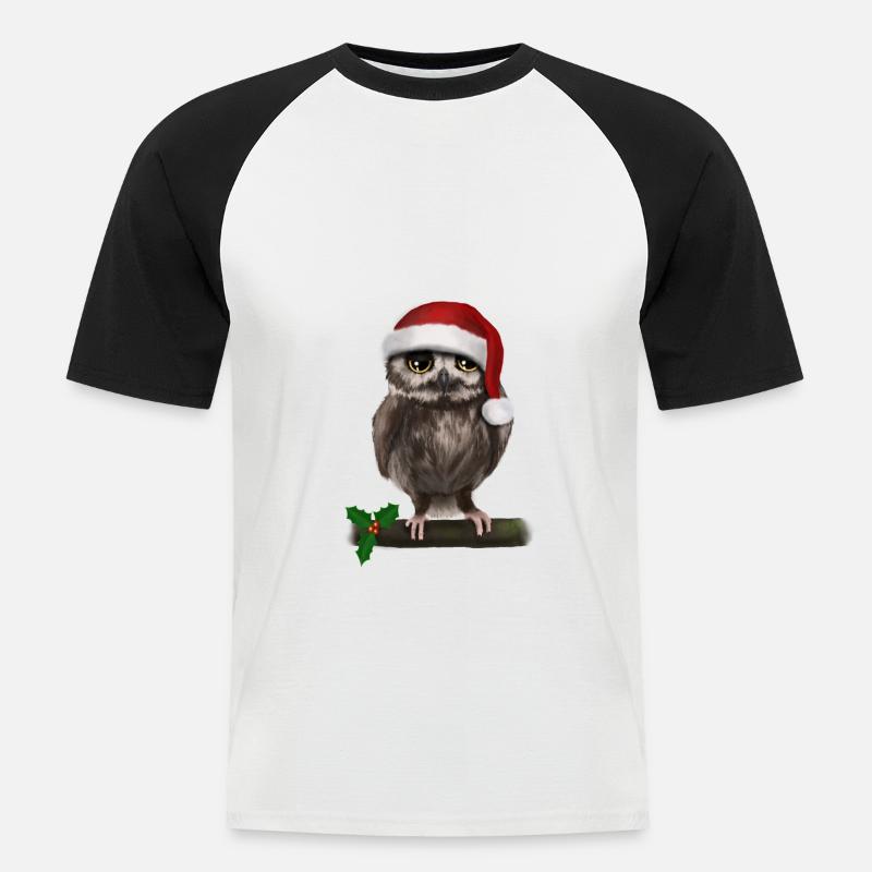 Weihnachten Uhu Eule - Bored - Männer Baseball-T-Shirt - Weiß/Schwarz