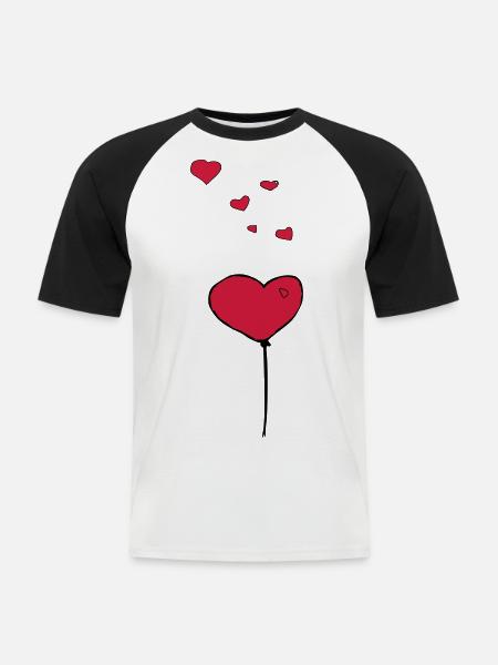 Balloon hearts - Men's Baseball T-Shirt - white/black