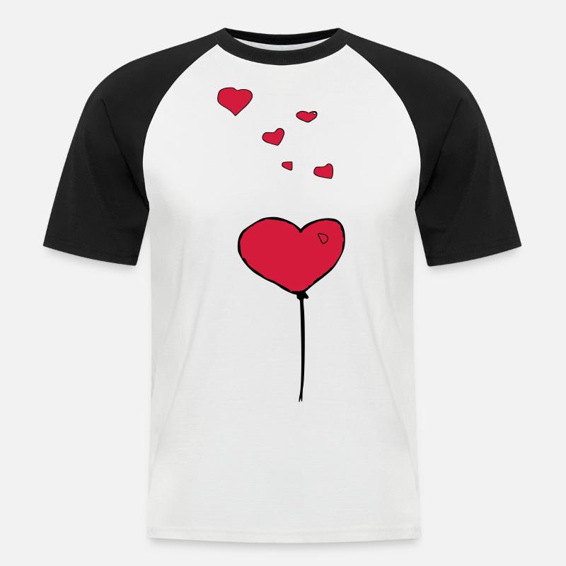 Luftballon Herzen - Männer Baseball-T-Shirt - Weiß/Schwarz