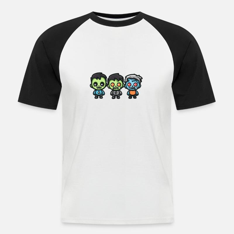 Zombies Halloween Niedlich Comic - Männer Baseball-T-Shirt - Weiß/Schwarz