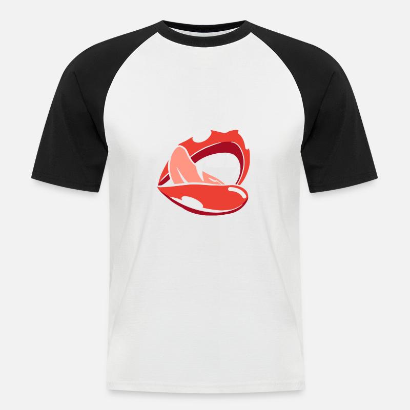 Halloween Bite Lips - Männer Baseball-T-Shirt - Weiß/Schwarz