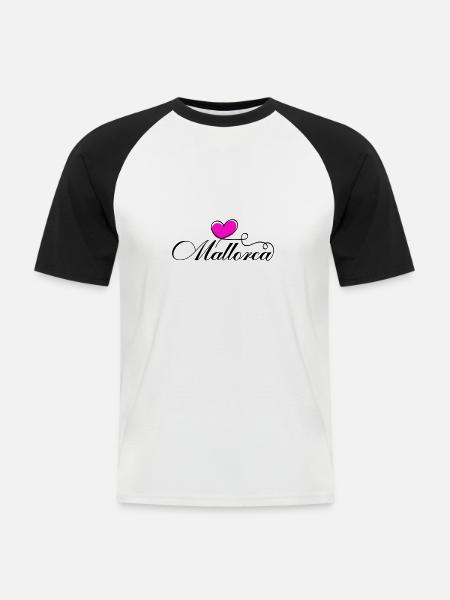 Mallorca Heart Love - Men's Baseball T-Shirt - white/black