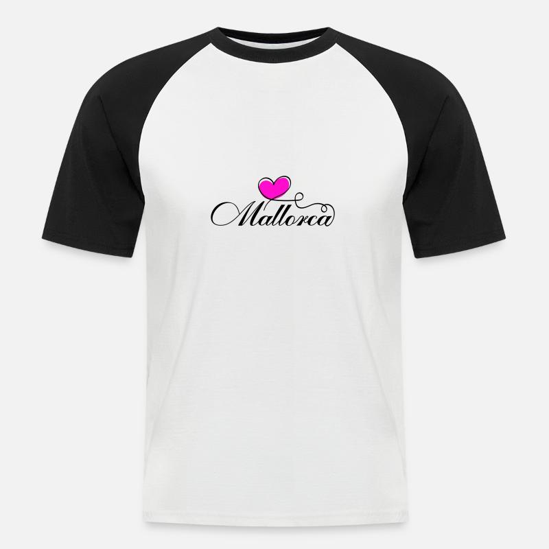 Mallorca Herz Liebe - Männer Baseball-T-Shirt - Weiß/Schwarz