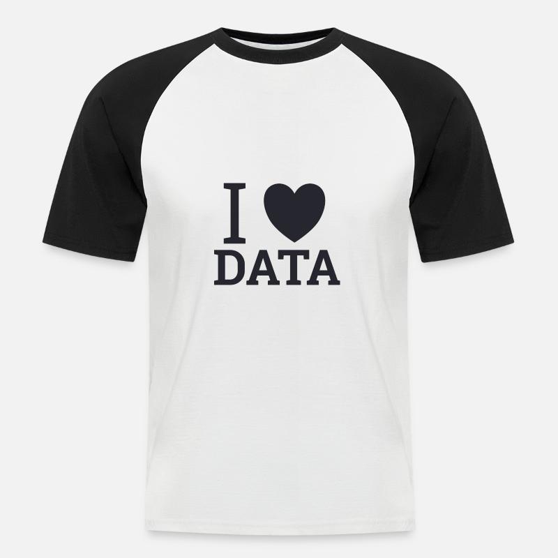 "Love Data" | Data Scientist - Männer Baseball-T-Shirt - Weiß/Schwarz