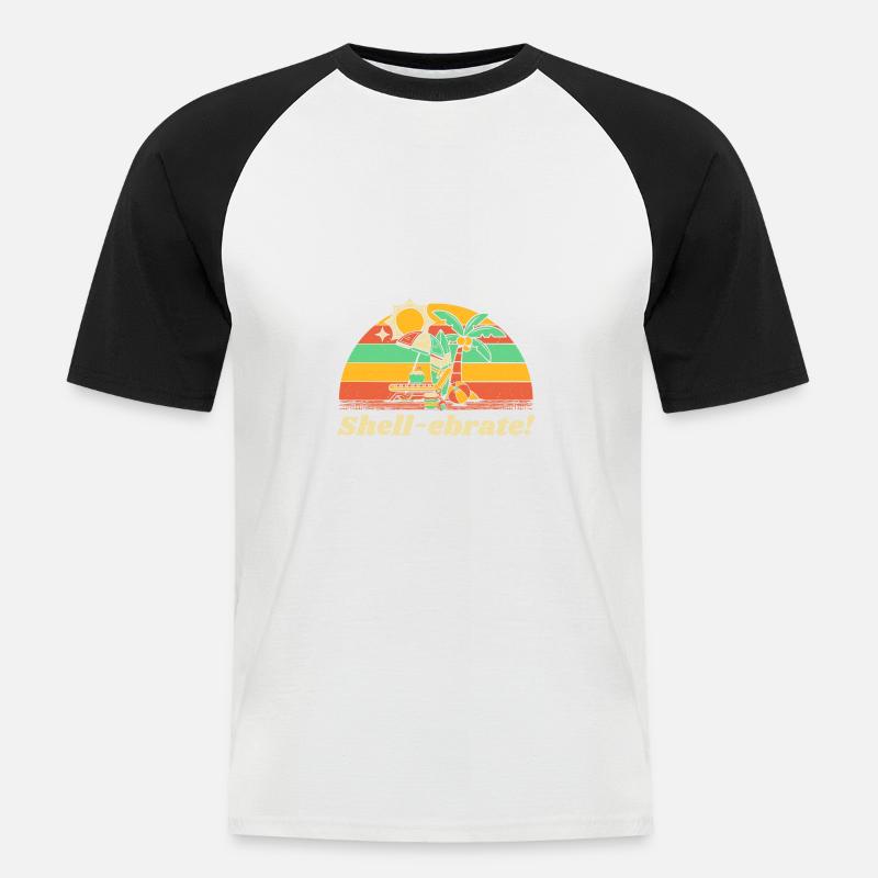 Shell-ebrate! Beach Party Ocean Celebration - Männer Baseball-T-Shirt - Weiß/Schwarz