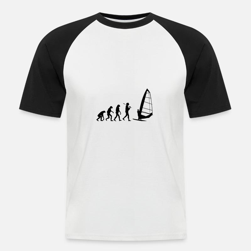 Windsurfing Evolution Windsurfer Wind Water - Men's Baseball T-Shirt - white/black